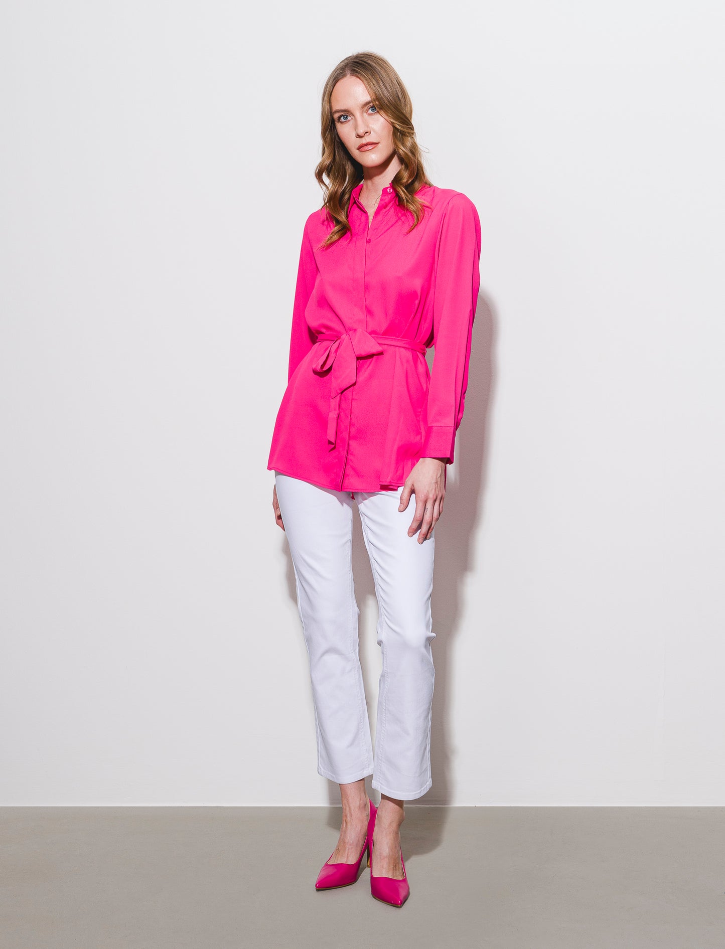 Fluid Waistband Shirt - Fuxia