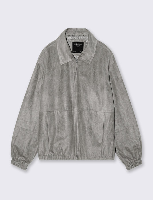 Giubbotto scamosciato collo francese - Grigio