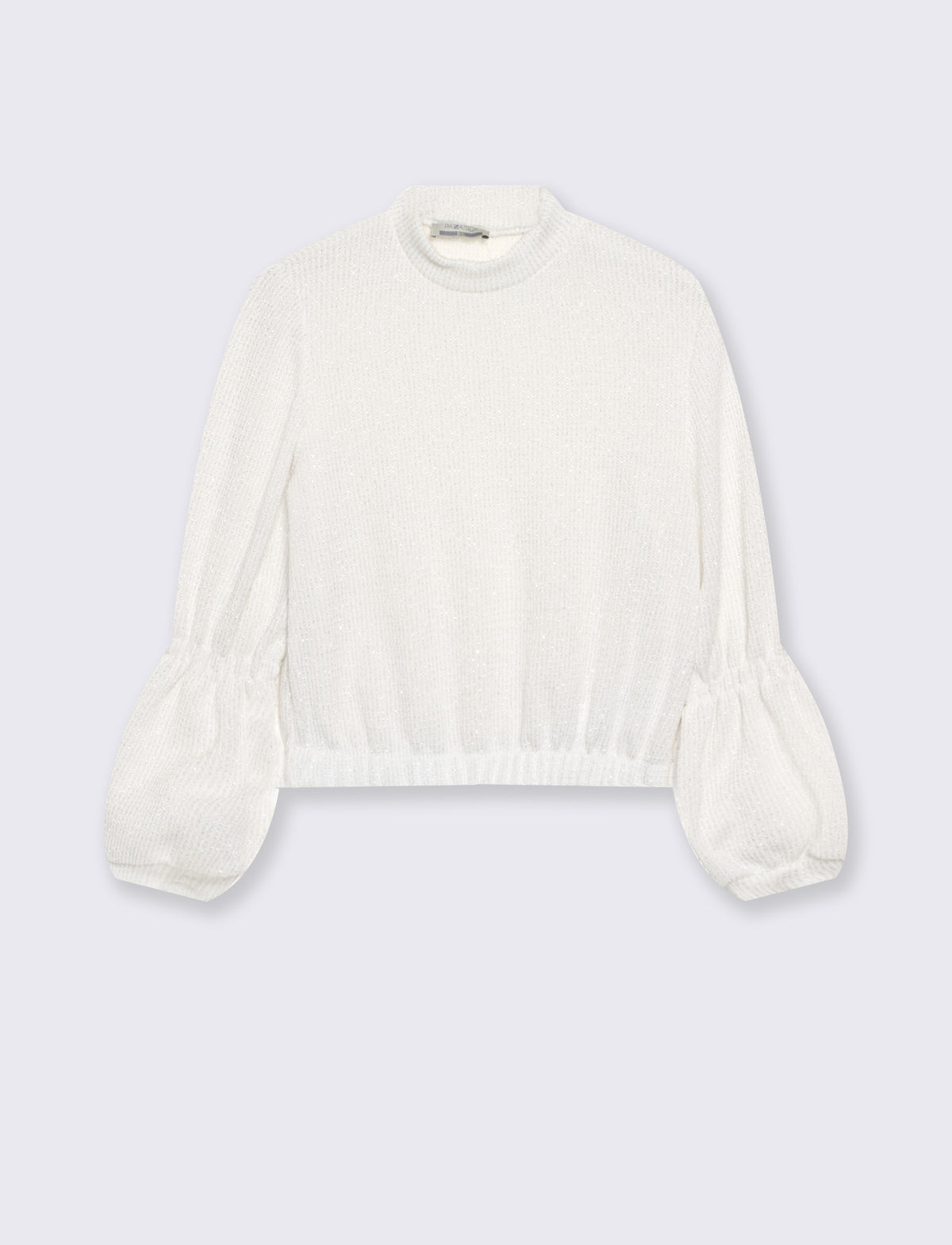 Maglia in lurex con elastico al fondo - Bianco panna