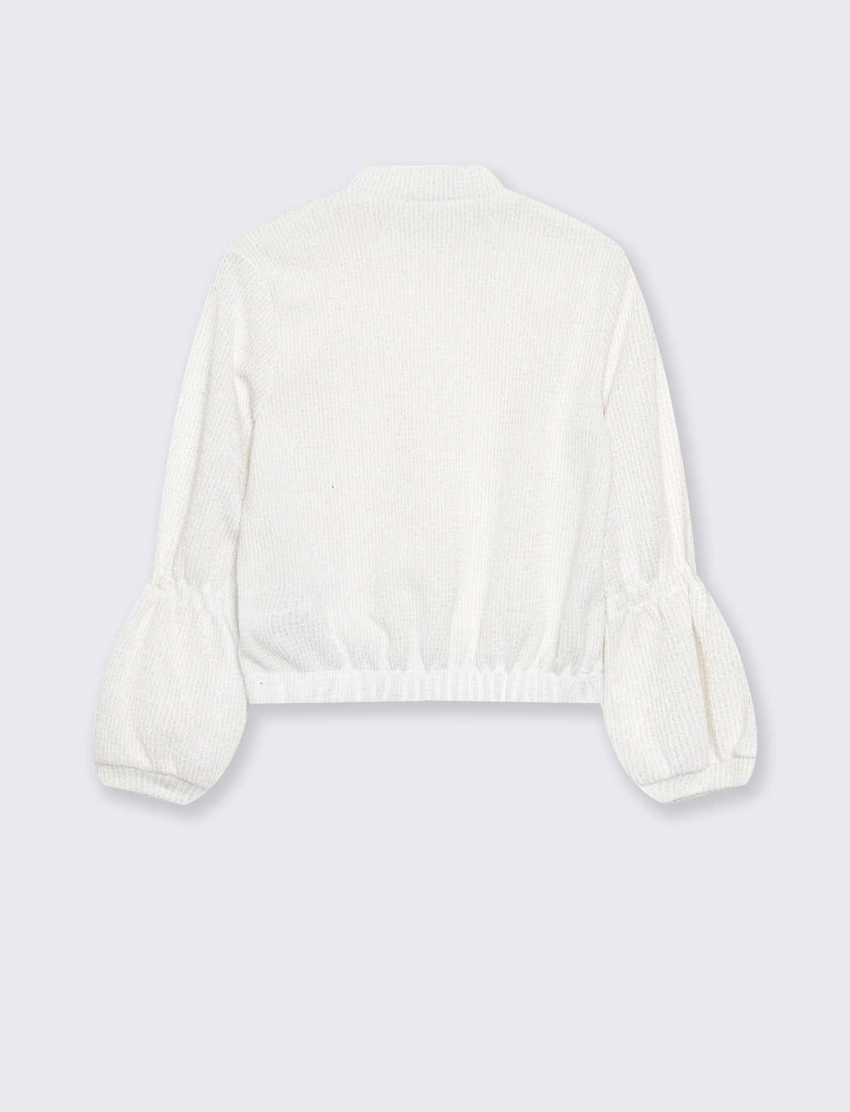 Maglia in lurex con elastico al fondo - Bianco panna