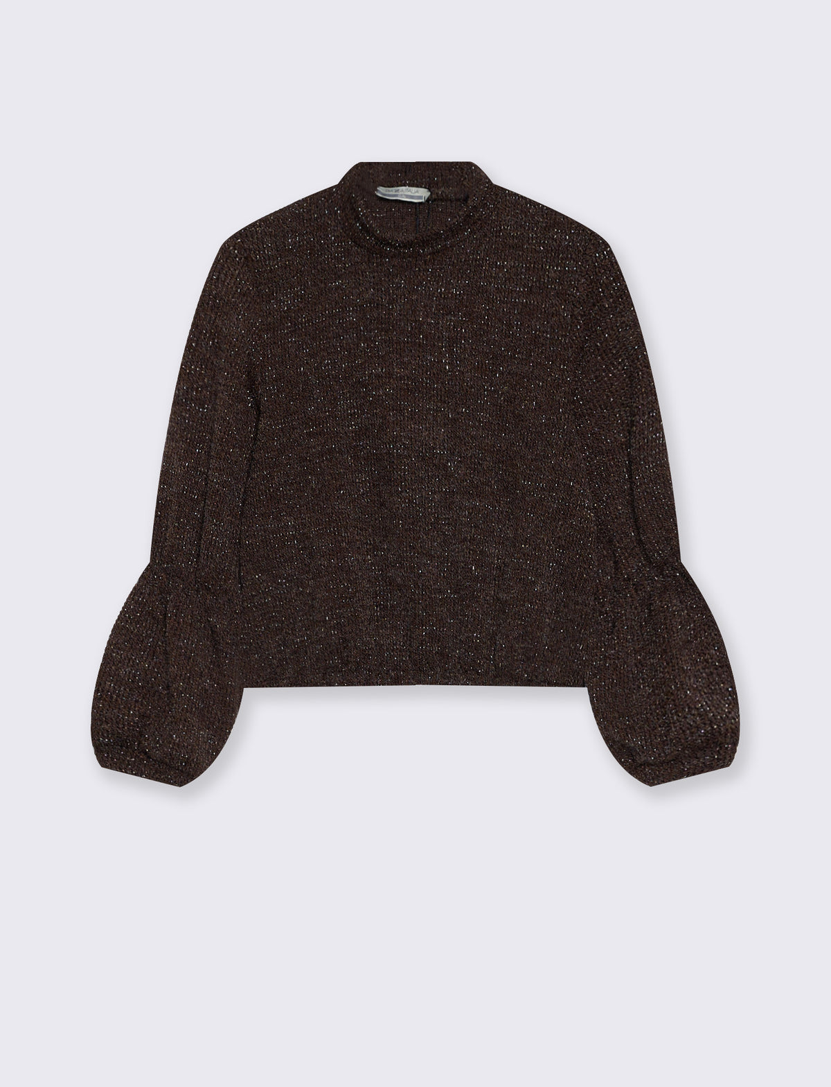 Lurex knit top with elasticated hem - Brown