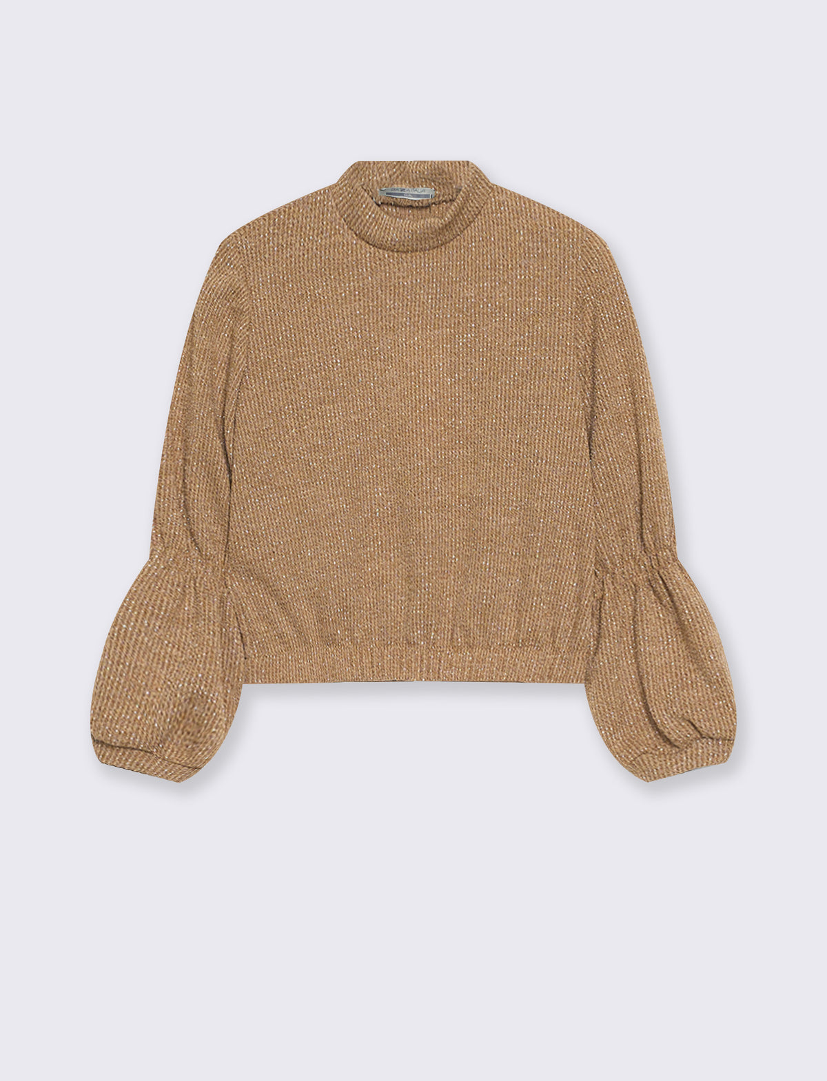 Maglia in lurex con elastico al fondo - Beige