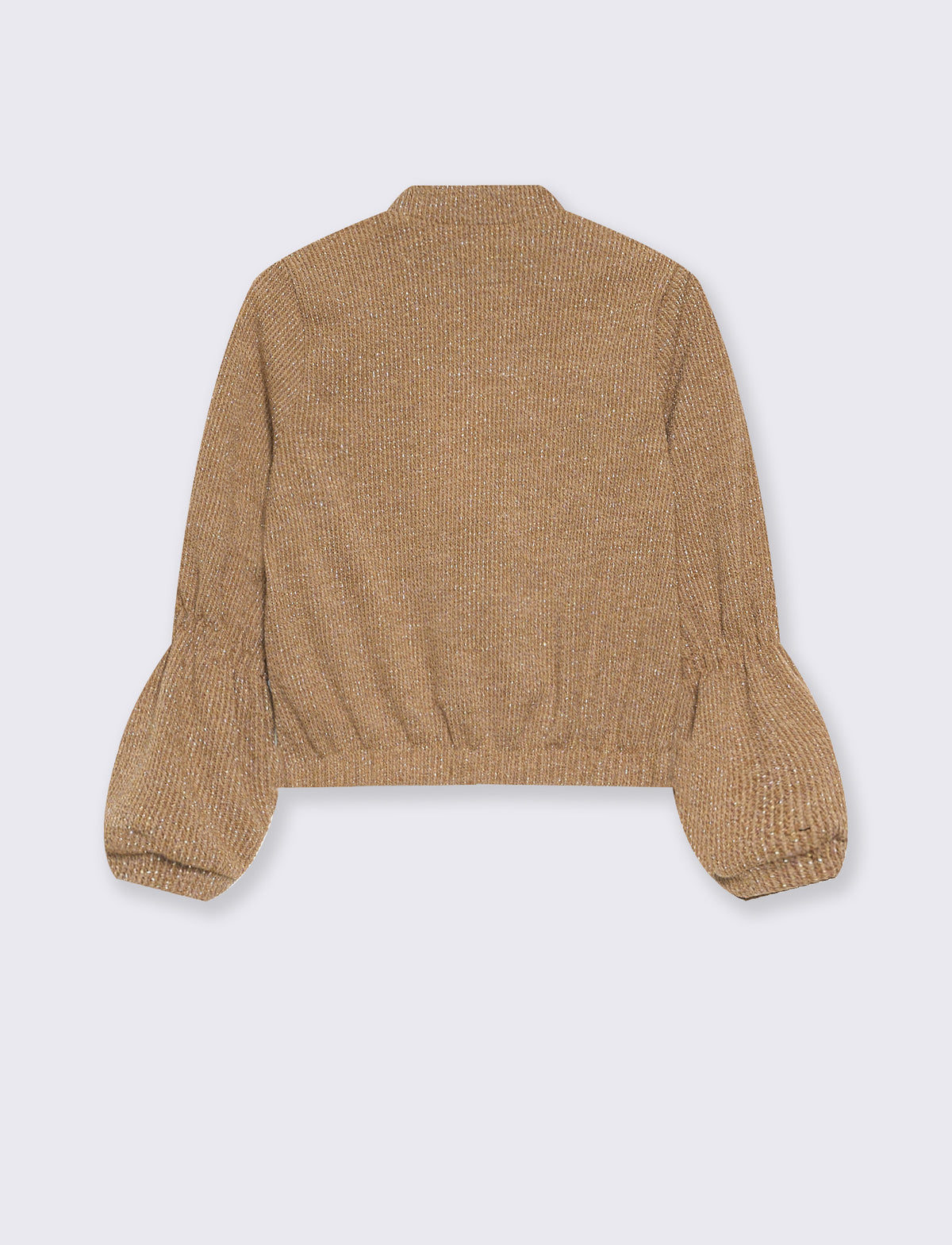 Maglia in lurex con elastico al fondo - Beige