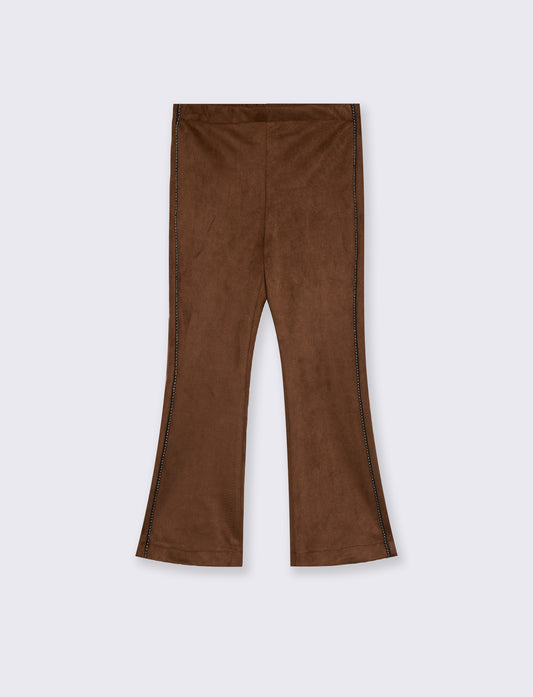 Flared leggings with side studs - Brown