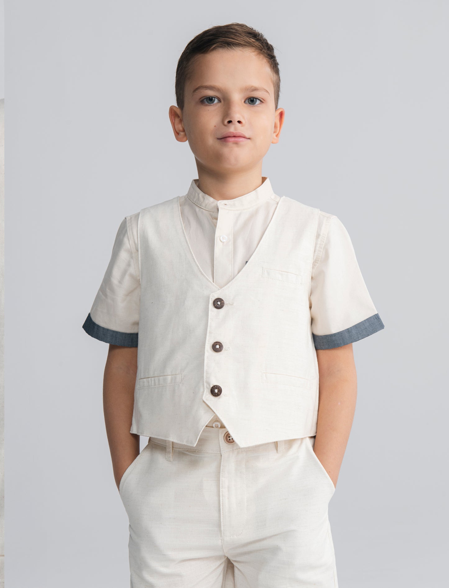 Gilet in misto lino per eventi eleganti - Beige