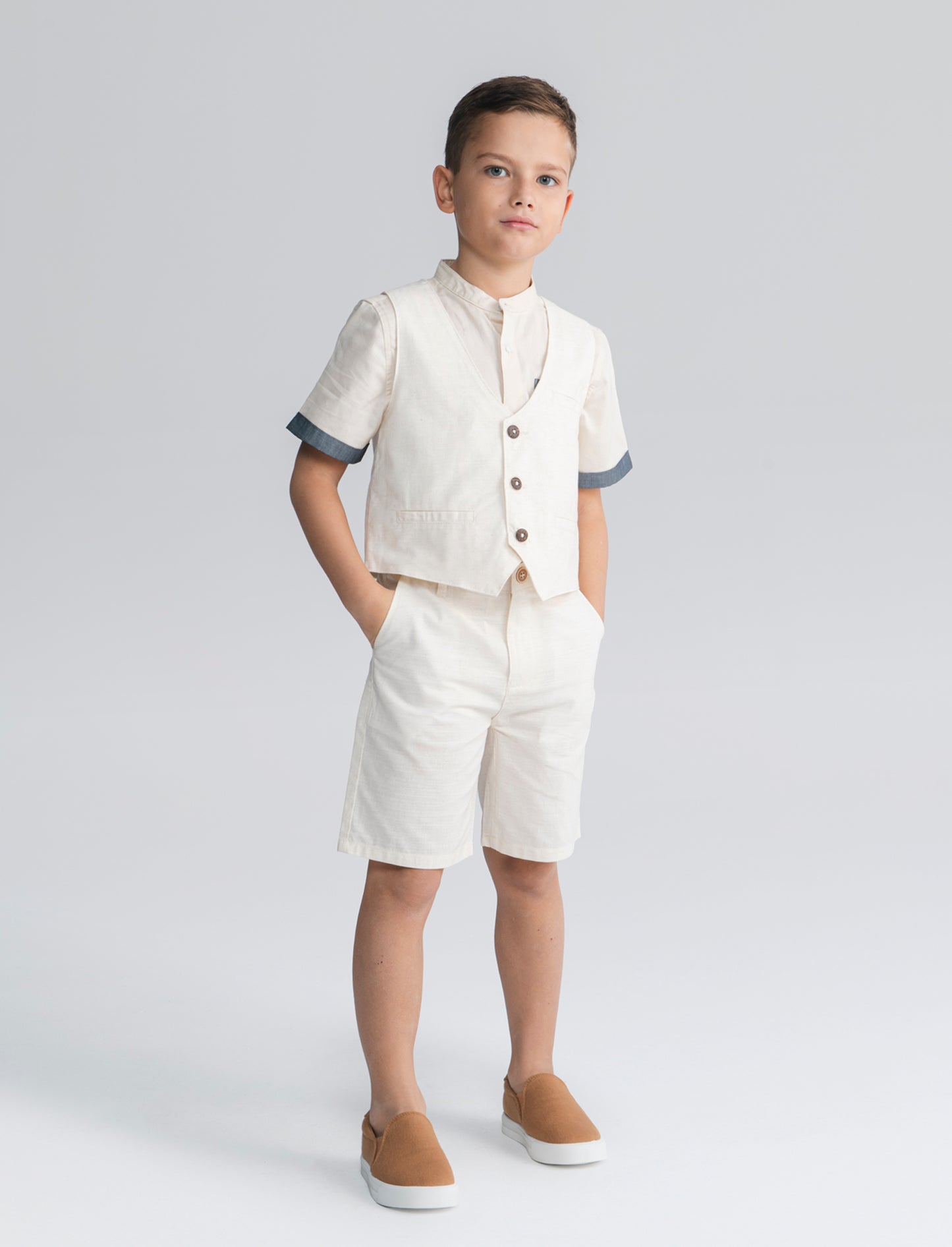 Gilet in misto lino per eventi eleganti - Beige