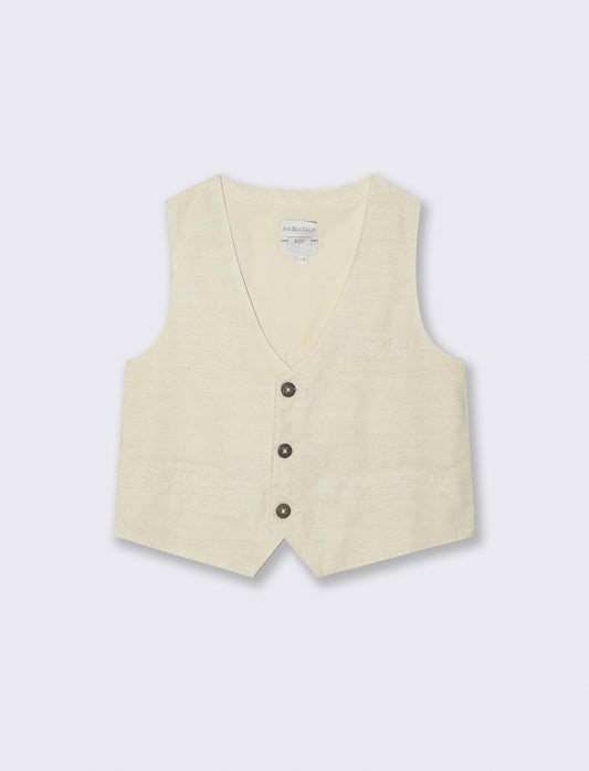 Linen Blend Vests for Elegant Events - Beige
