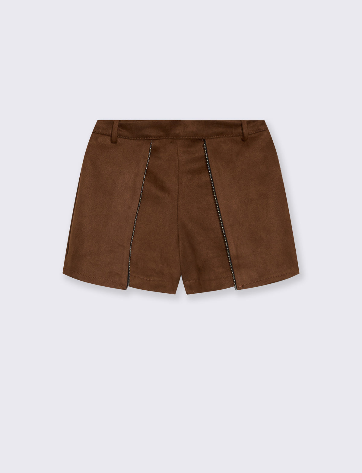 Shorts con pannelli e borchie - Marrone