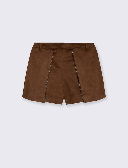 Shorts with panels and studs - Brown