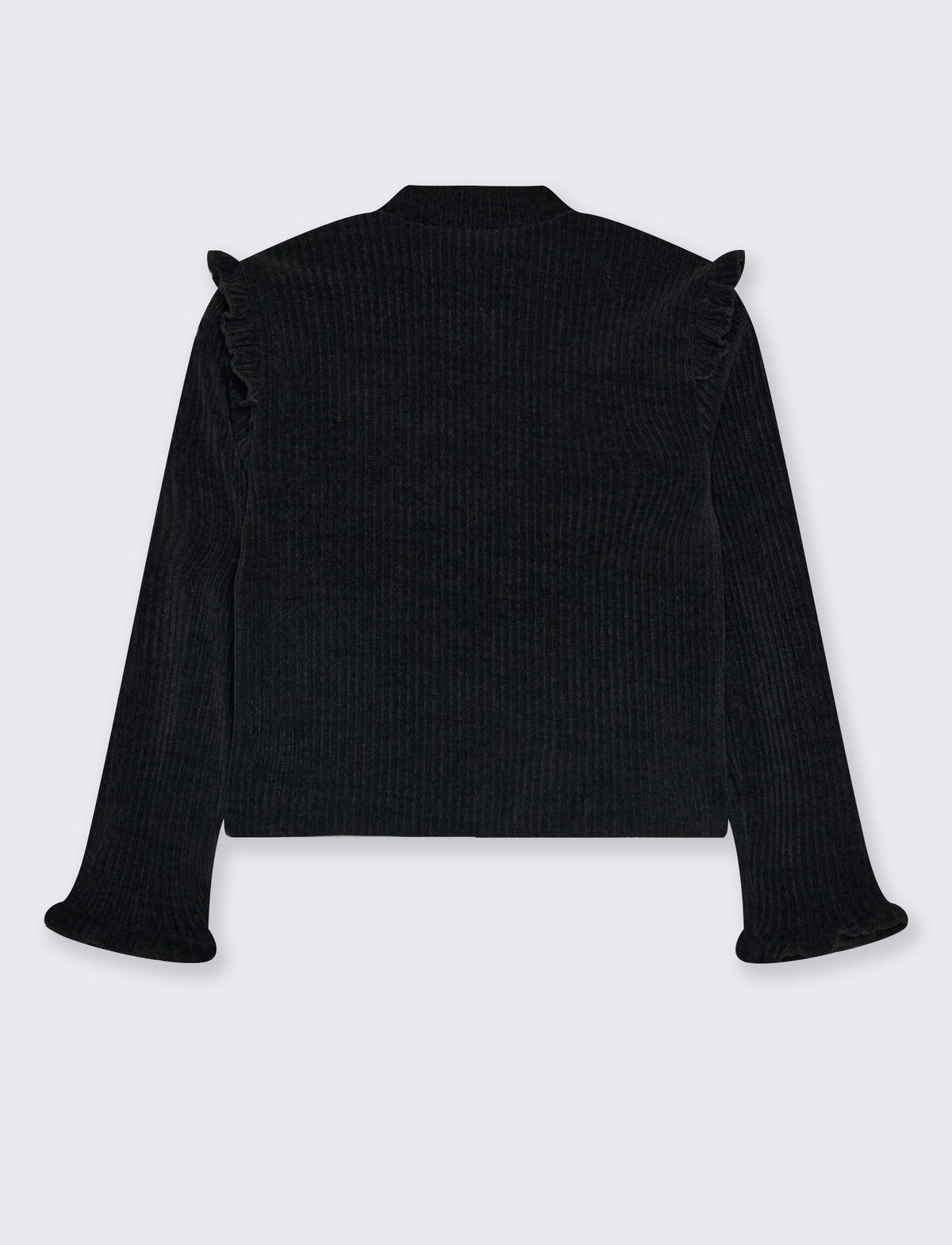 Ribbed T-shirt with ruffles - Black
