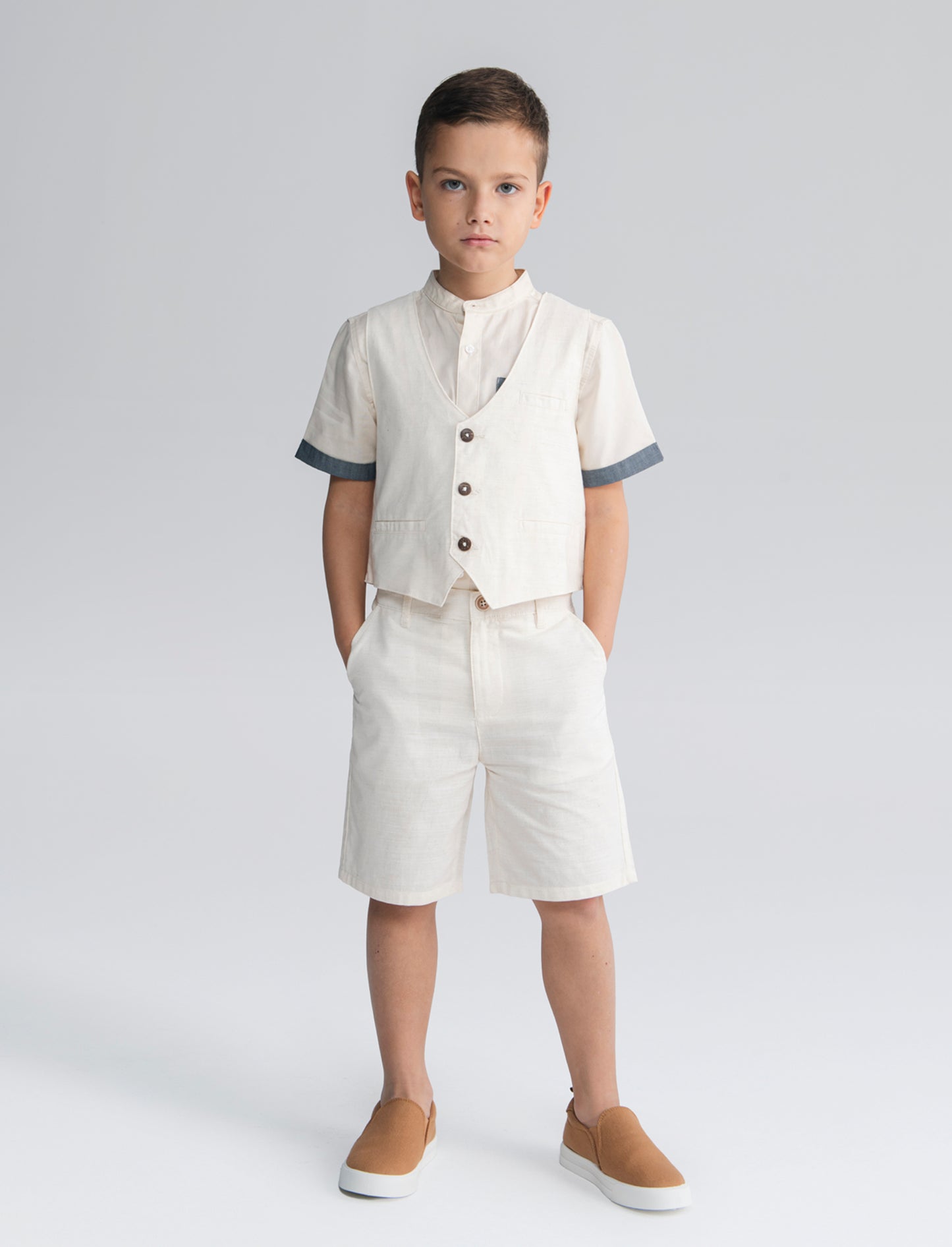 Bermuda in misto lino modello chino - Beige
