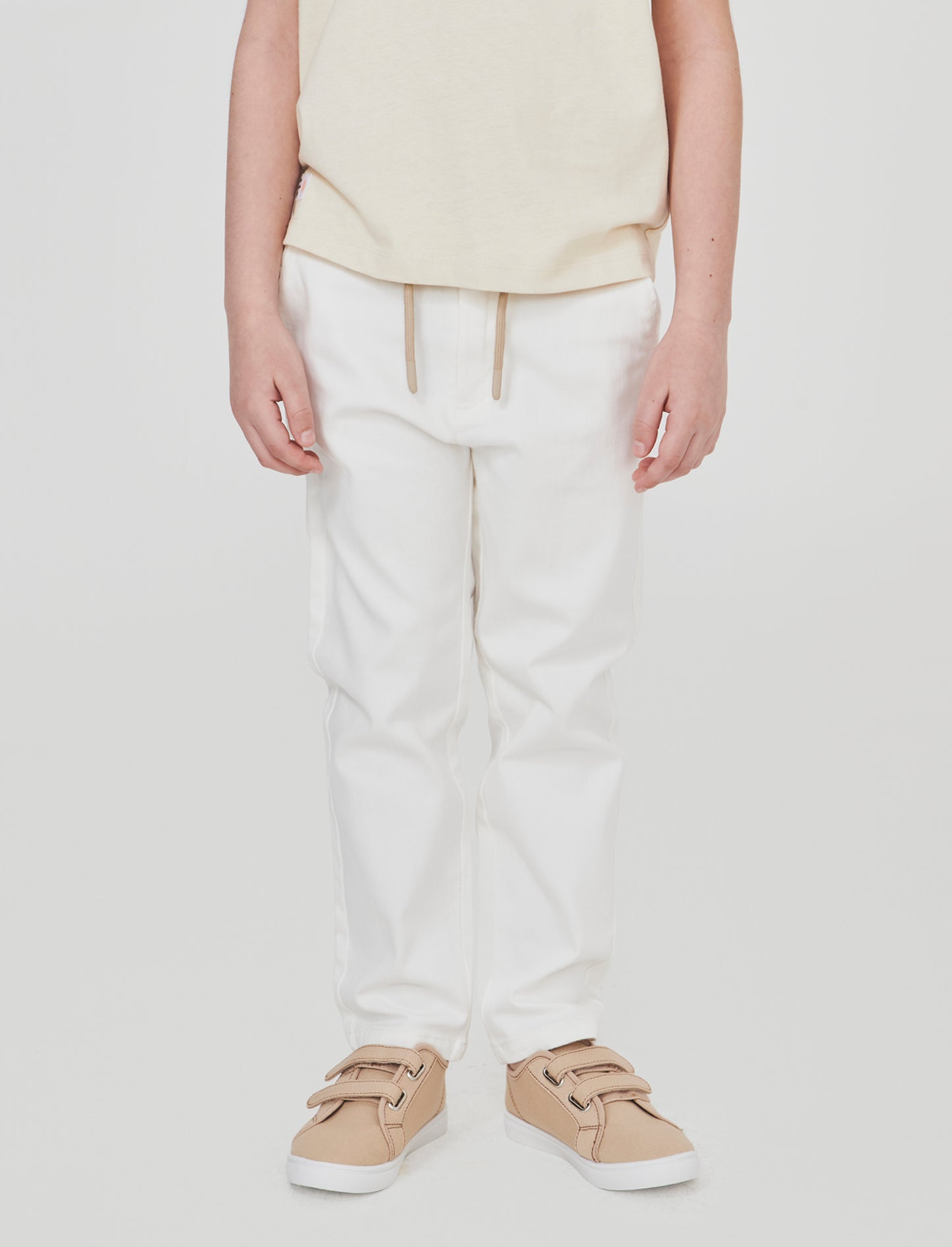 Pantalone chino con cinta in costina - Bianco latte