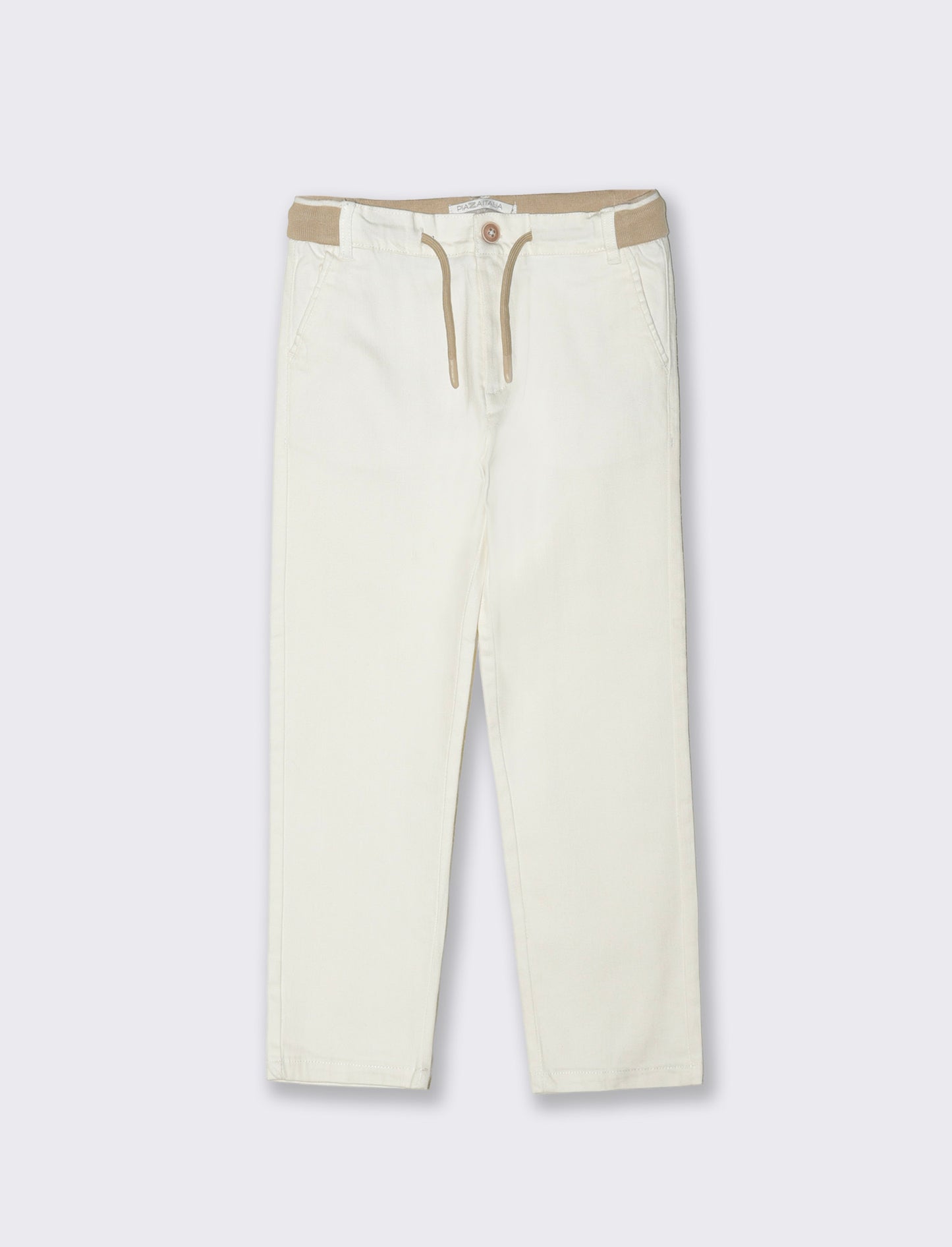 Pantalone chino con cinta in costina - Bianco latte
