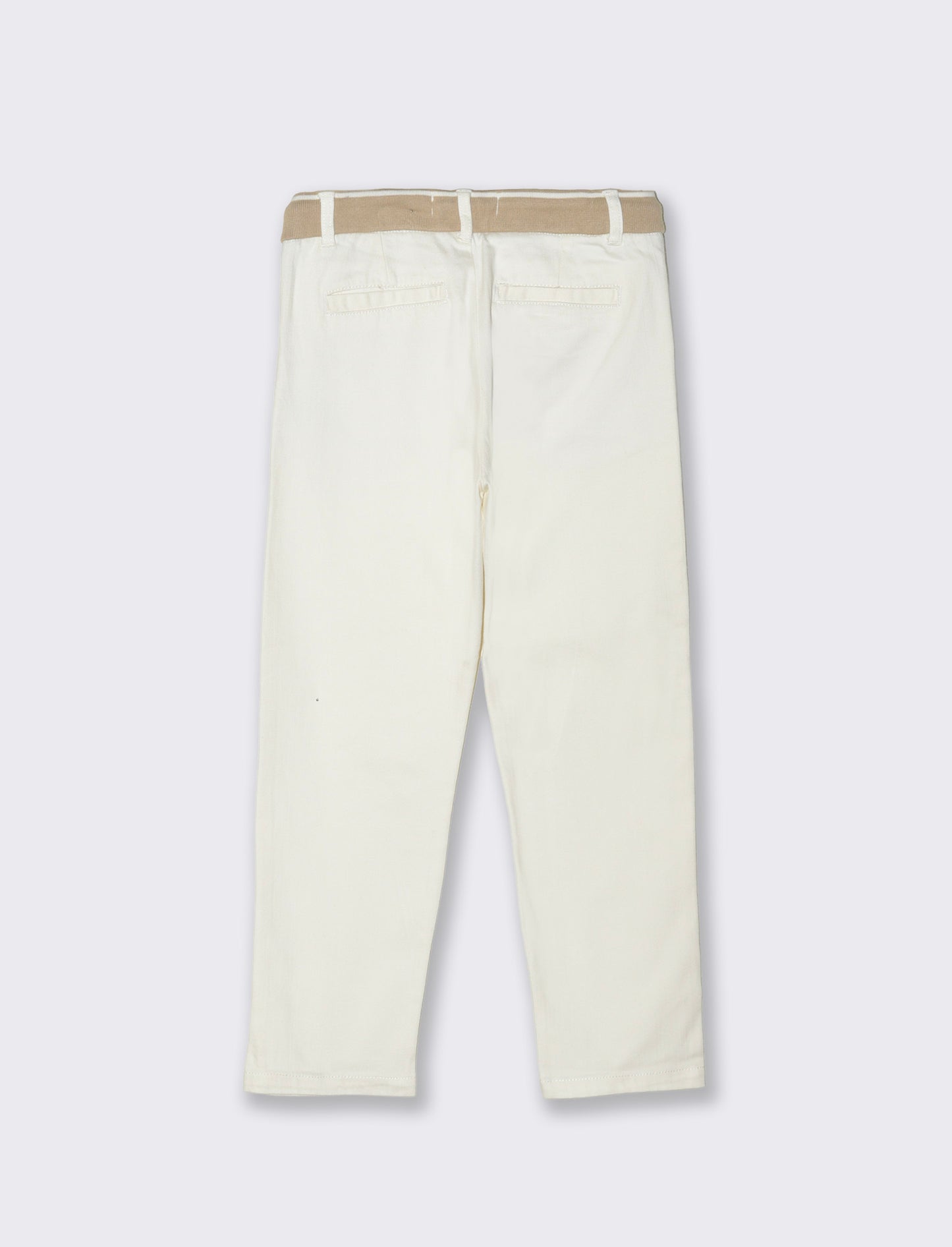 Pantalone chino con cinta in costina - Bianco latte