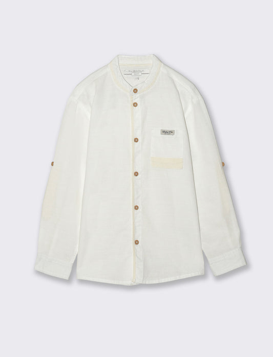 Camicia in cotone fiammato casual chic - Bianco latte