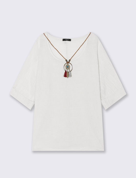 Casacca over con collana - Bianco