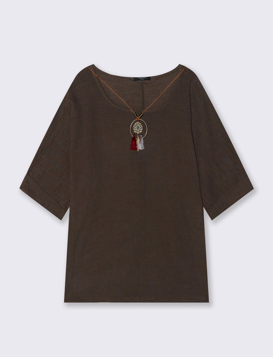 Casacca over con collana - Moro