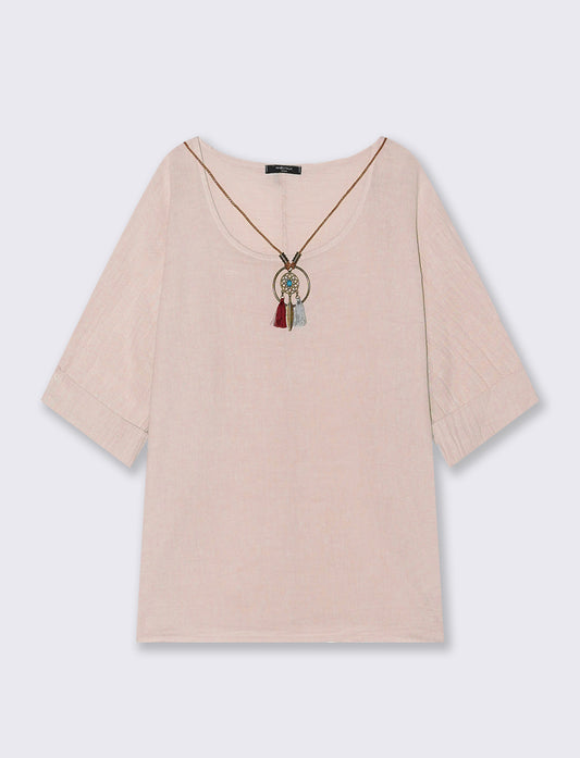 Casacca over con collana - Rosa