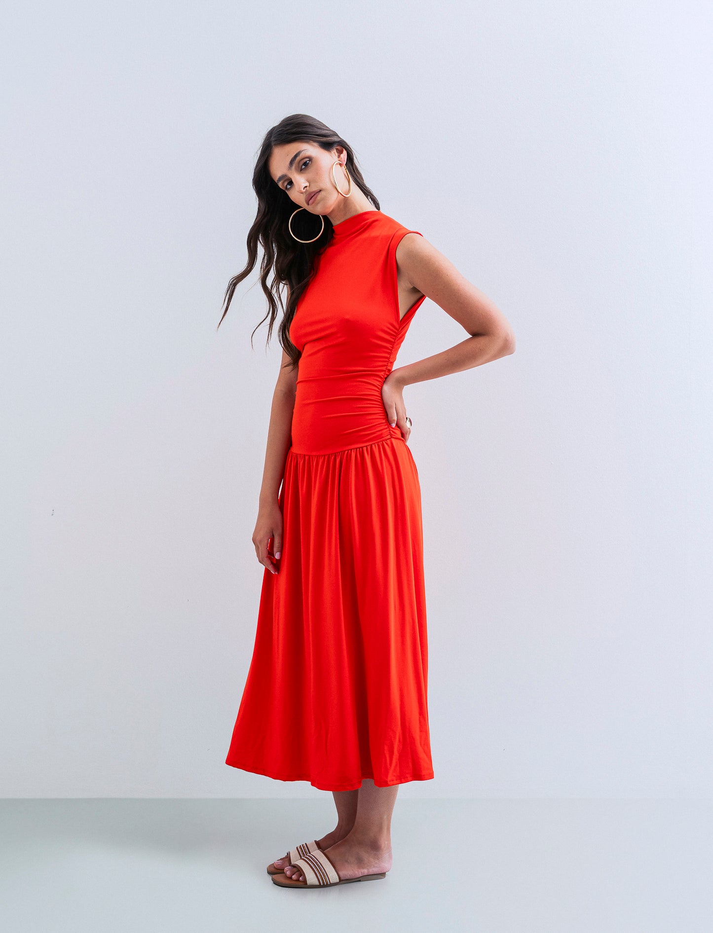 Vestito smanicato - Corallo