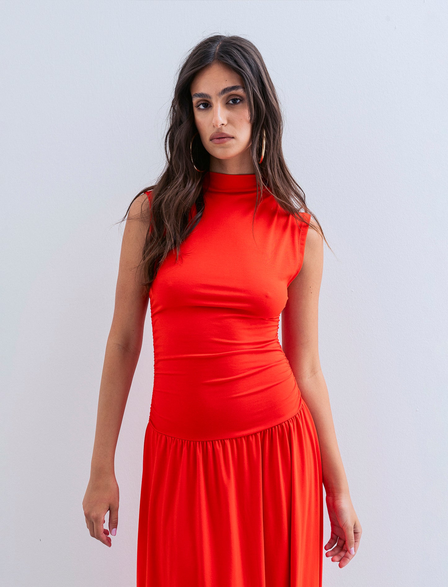 Vestito smanicato - Corallo