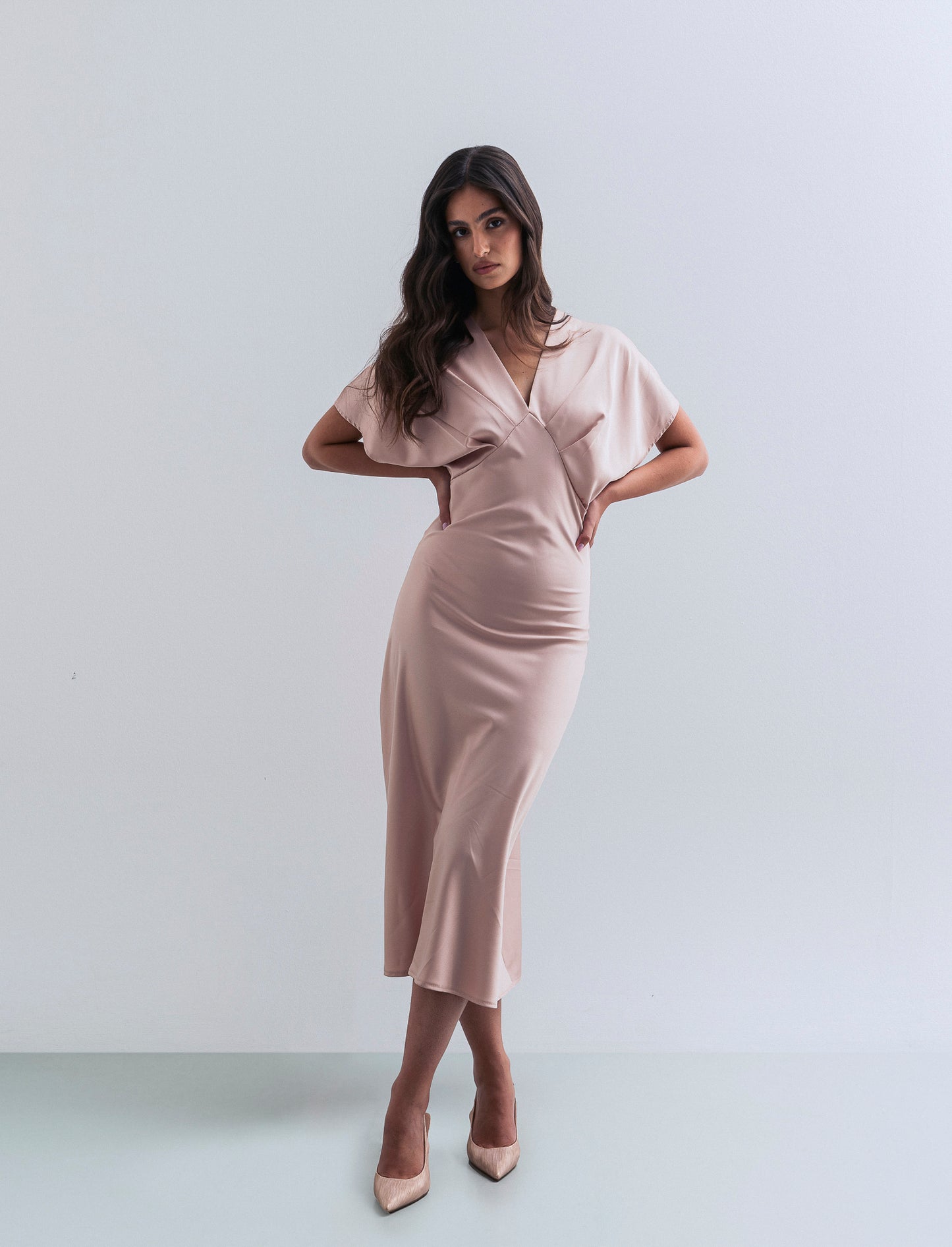 Vestito in raso - Beige champagne