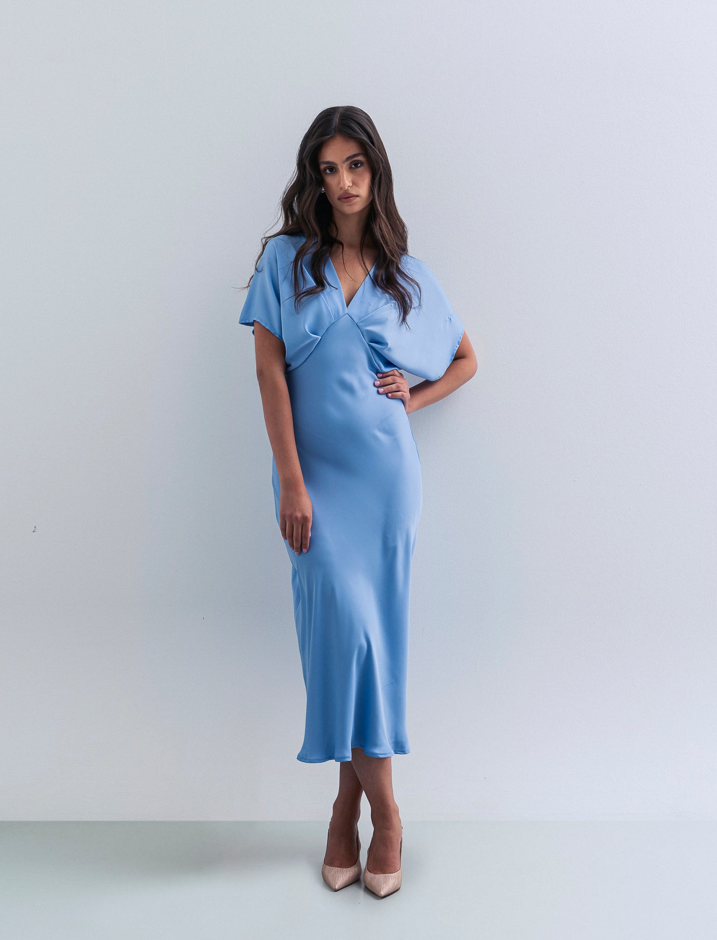 Vestito in raso - Celeste