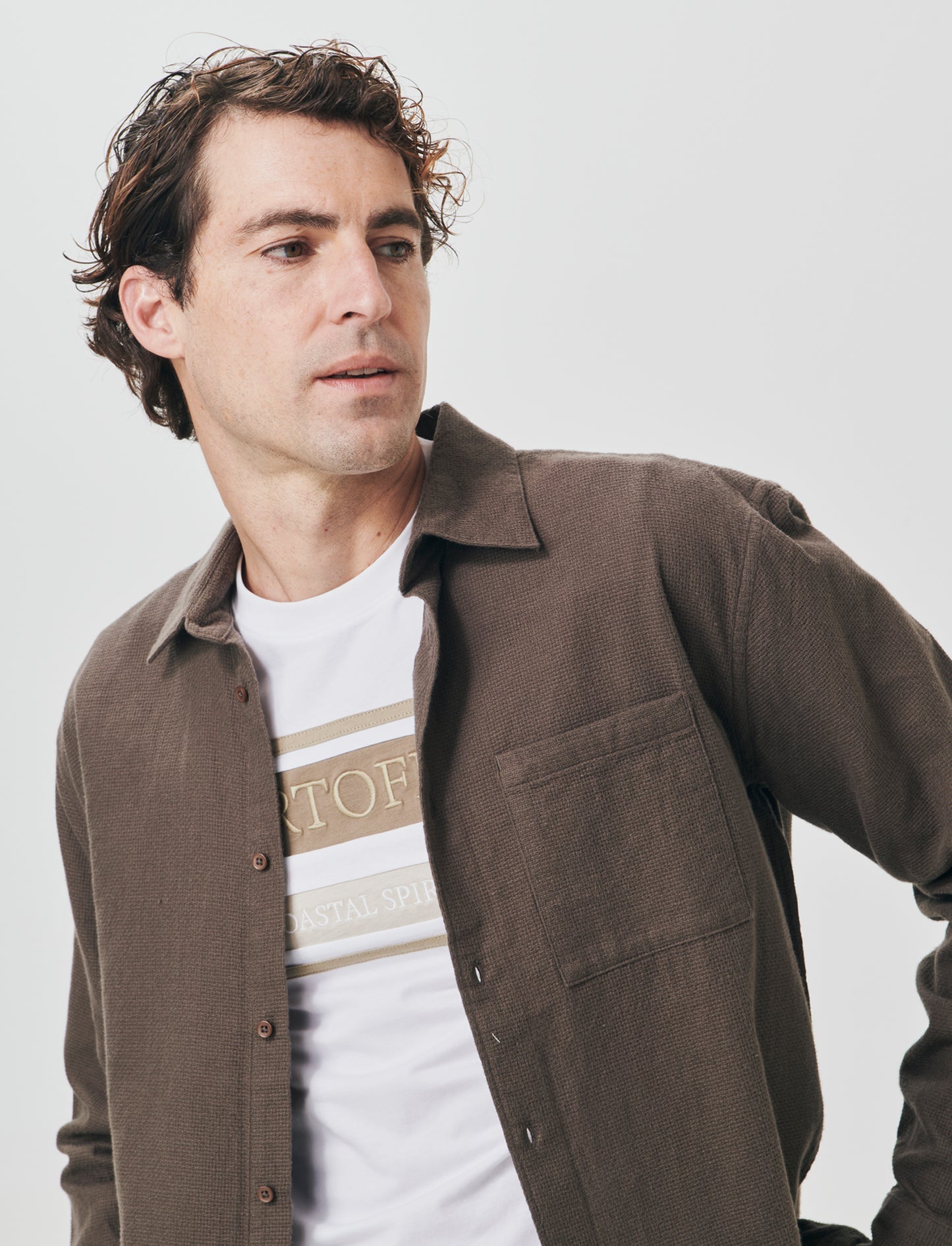 Cropped waffle cotton shirt - Grey