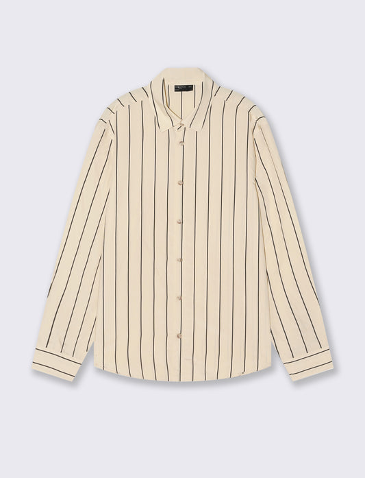 Premium fabric striped shirt - Beige
