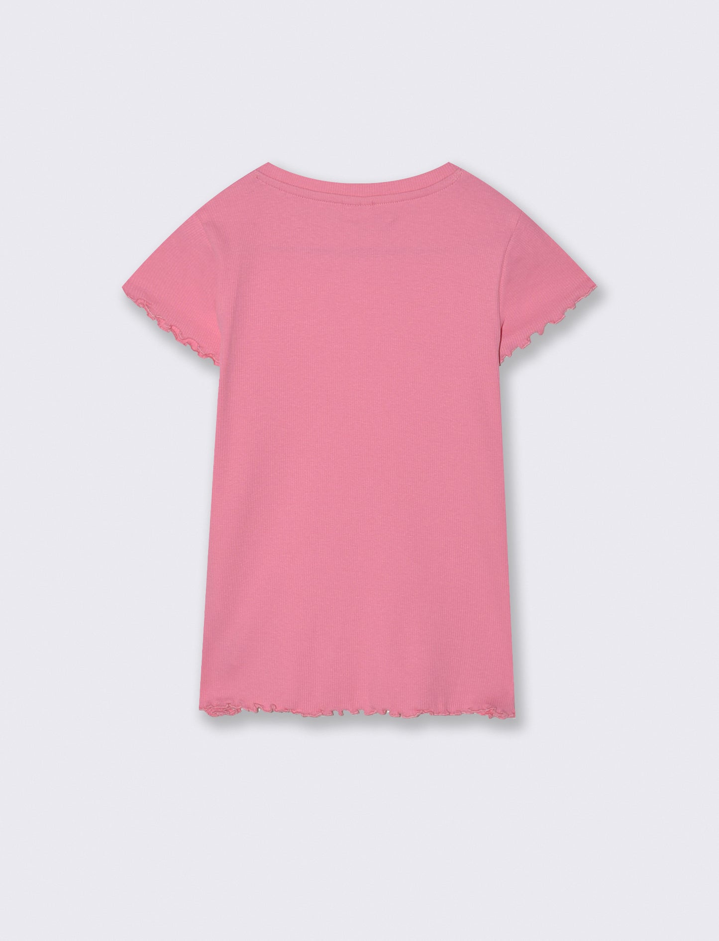 Elastic ribbed crew neck T-shirt - Pink