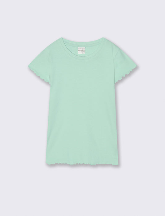 Elastic ribbed crew neck T-shirt - Green