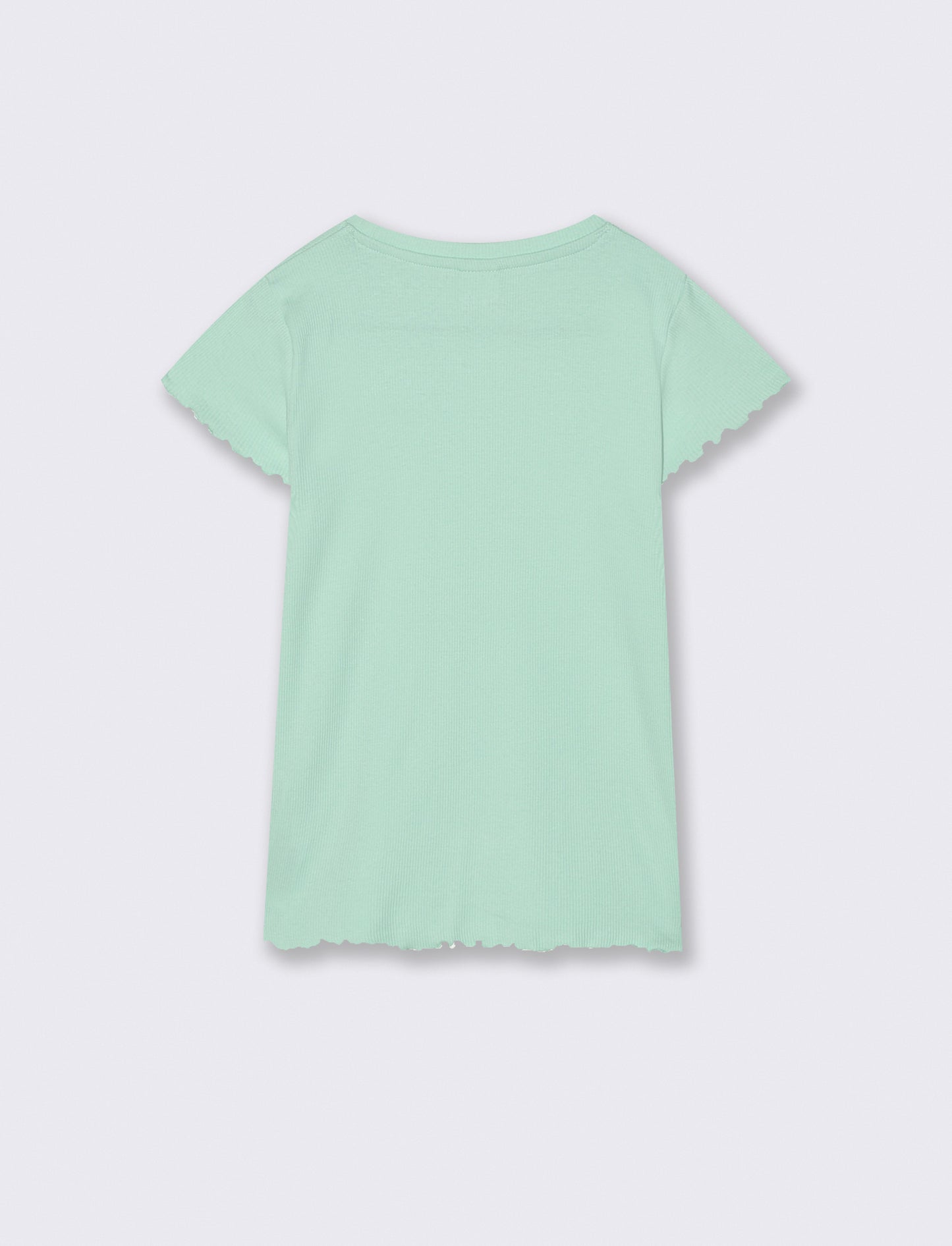 T-shirt girocollo in costina elastica - Verde acqua