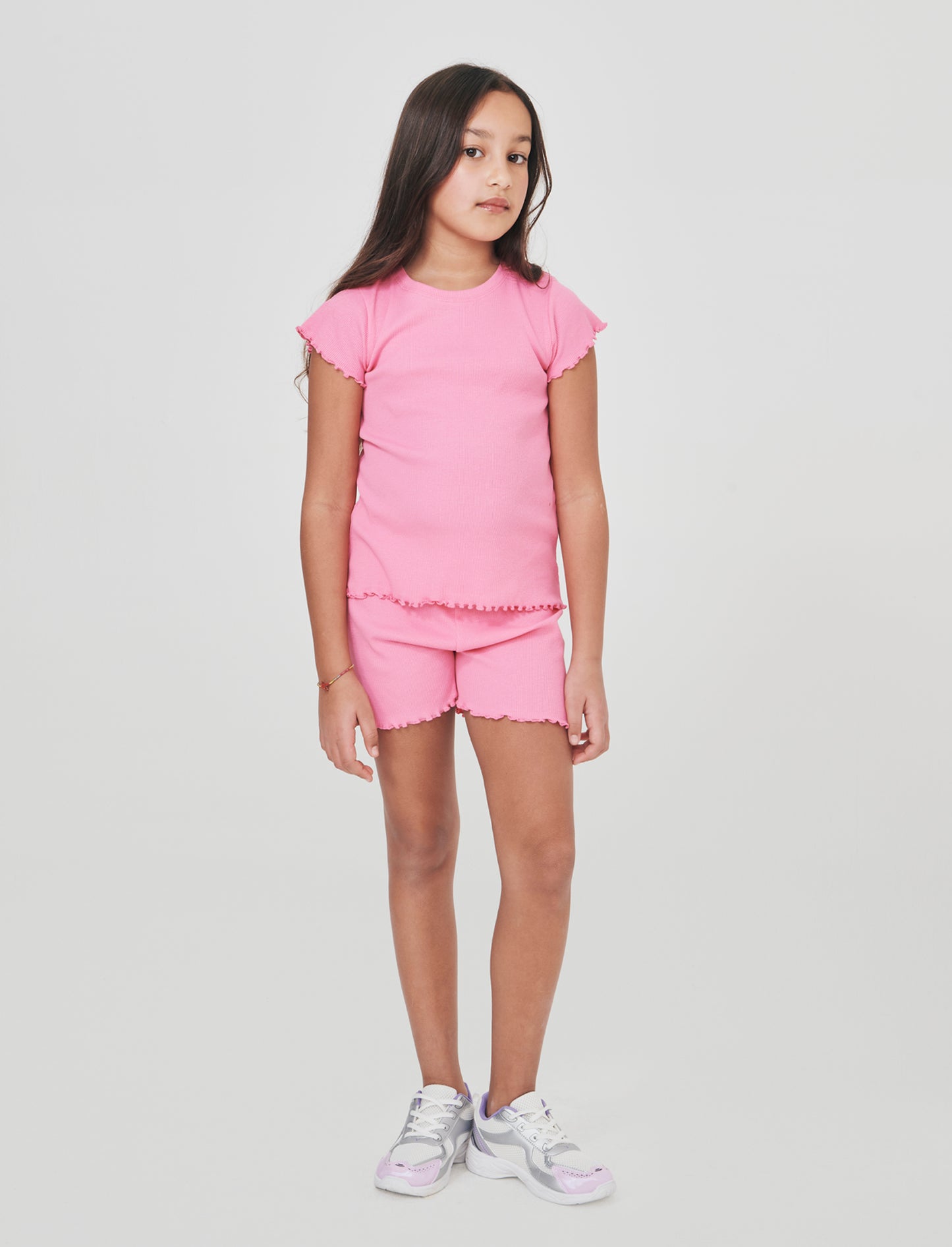 Short in costina elastica con fiocchetto - Rosa big bubble