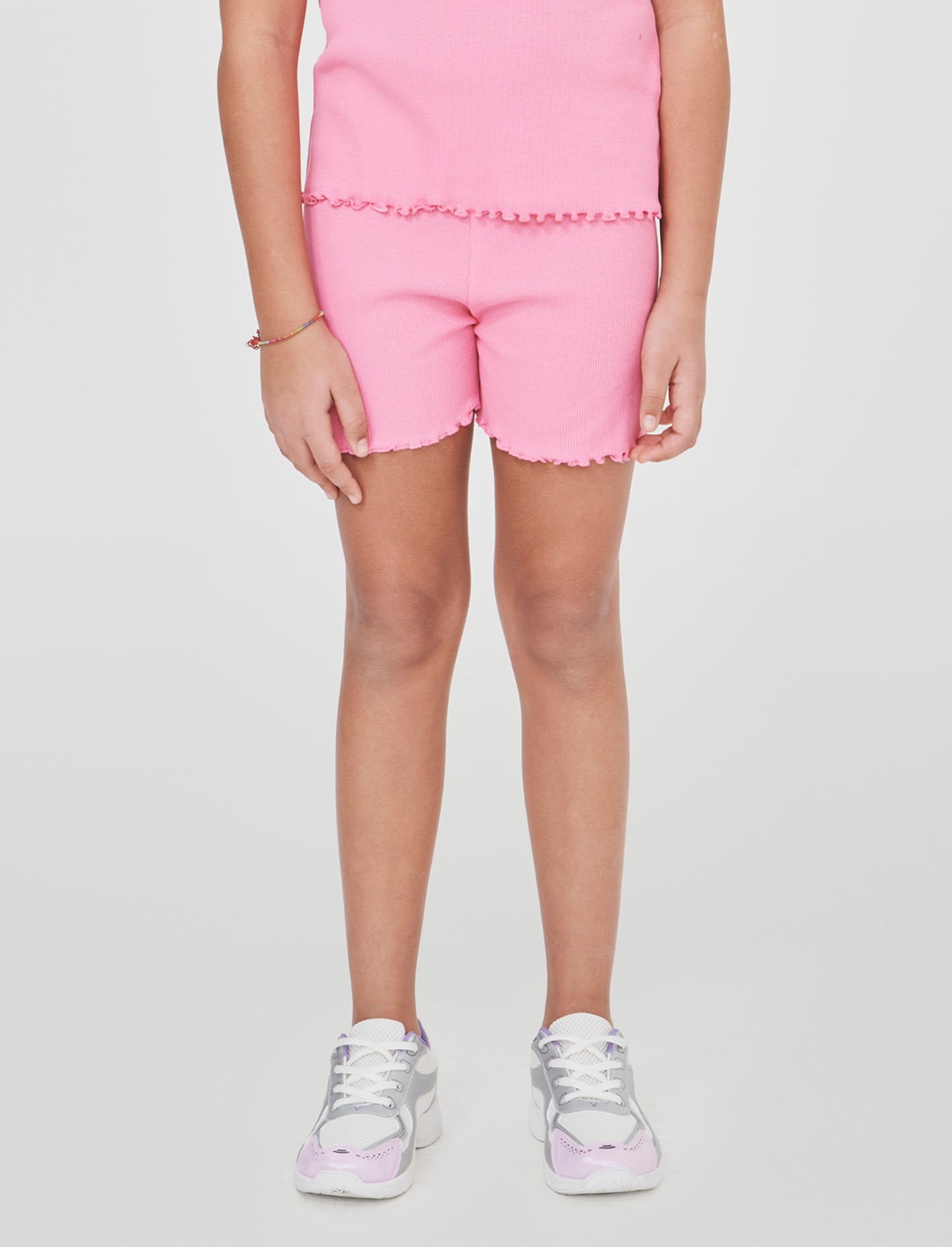 Short in costina elastica con fiocchetto - Rosa big bubble