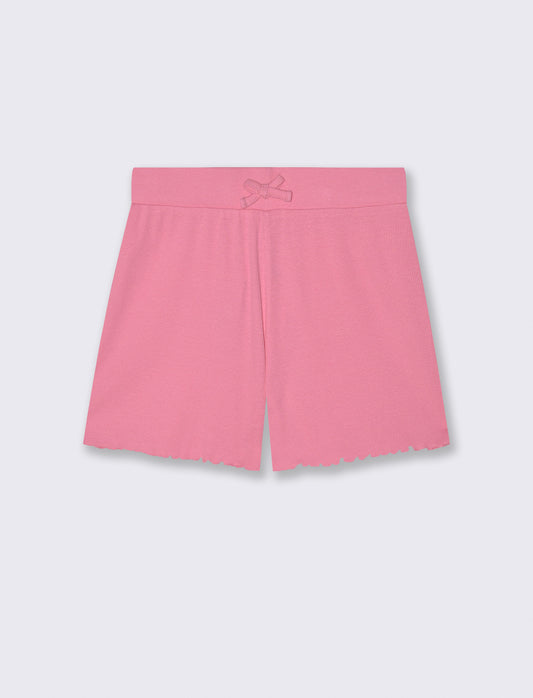 Elastic waistband shorts with bow - Pink