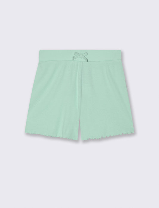 Elastic waistband shorts with bow - Green