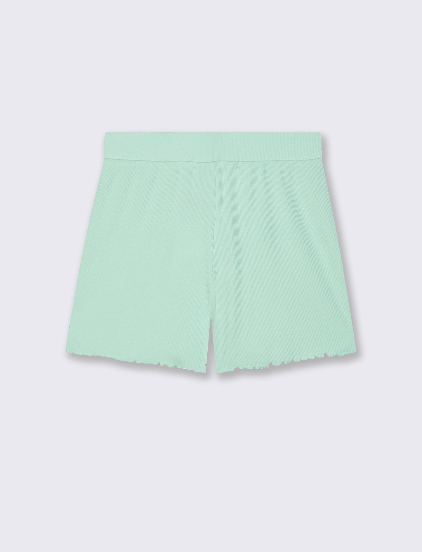 Short in costina elastica con fiocchetto - Verde acqua