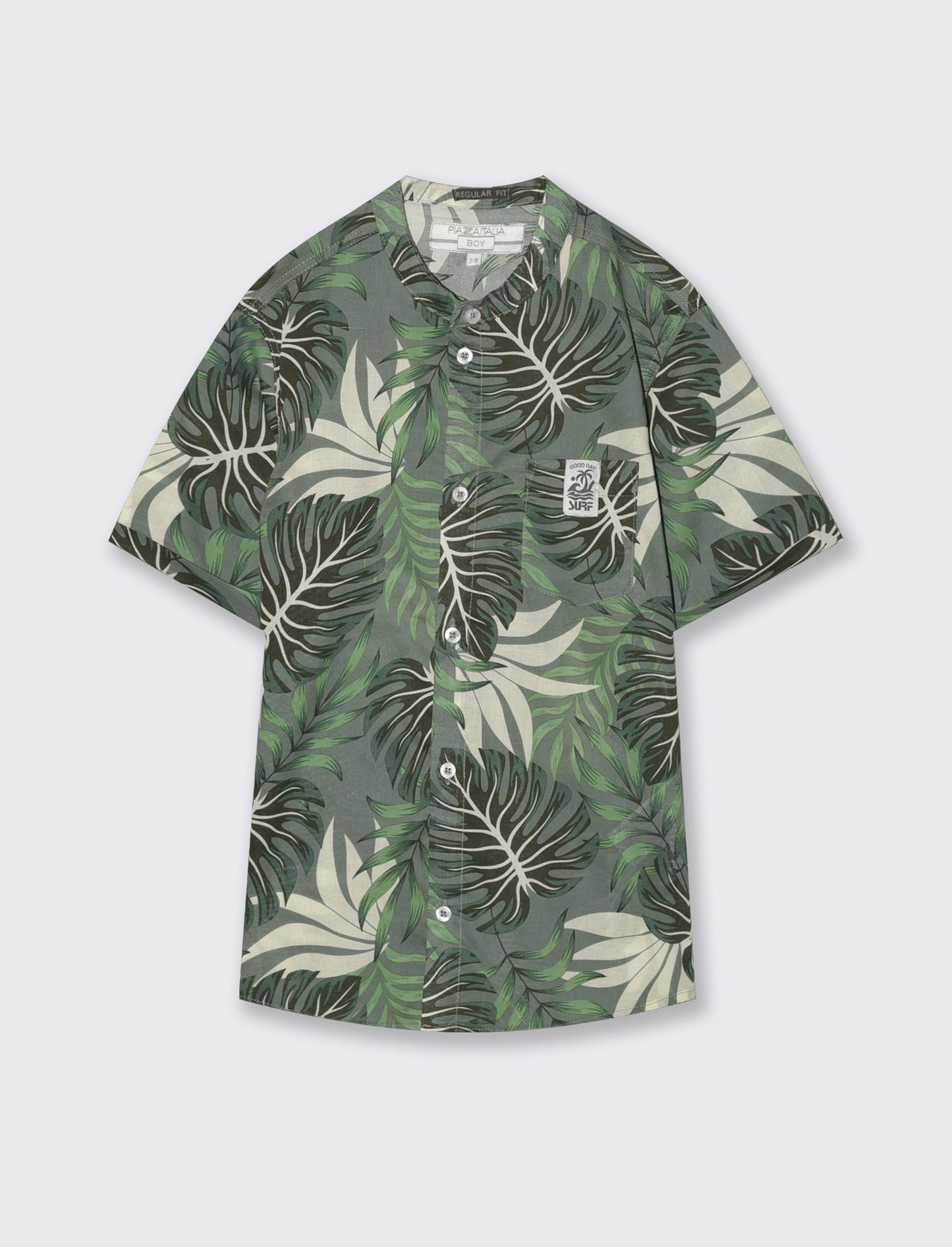 Camicia in cotone leggero fantasia estiva - Verde salvia