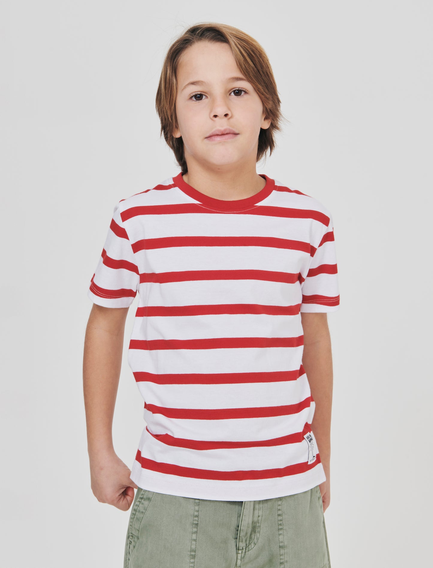 T-shirt estiva in cotone a righe - Rosso
