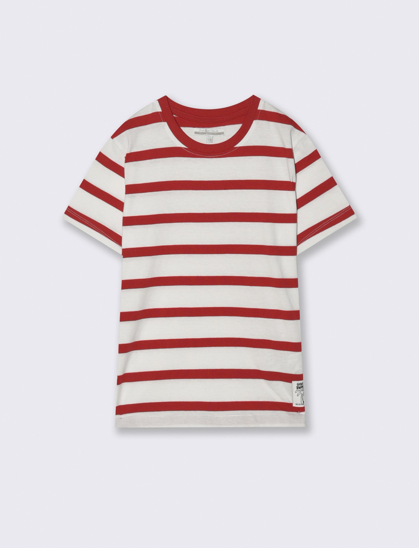 T-shirt estiva in cotone a righe - Rosso