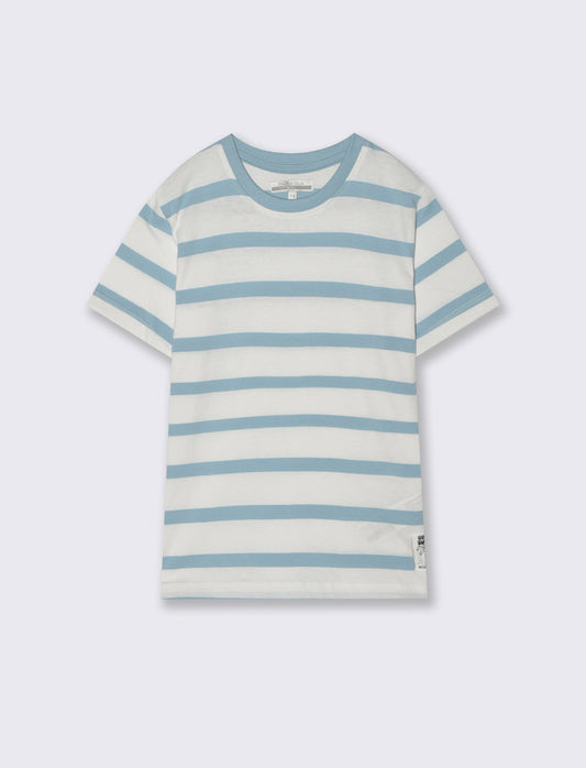 Striped Cotton Summer T-Shirt - Sky blue