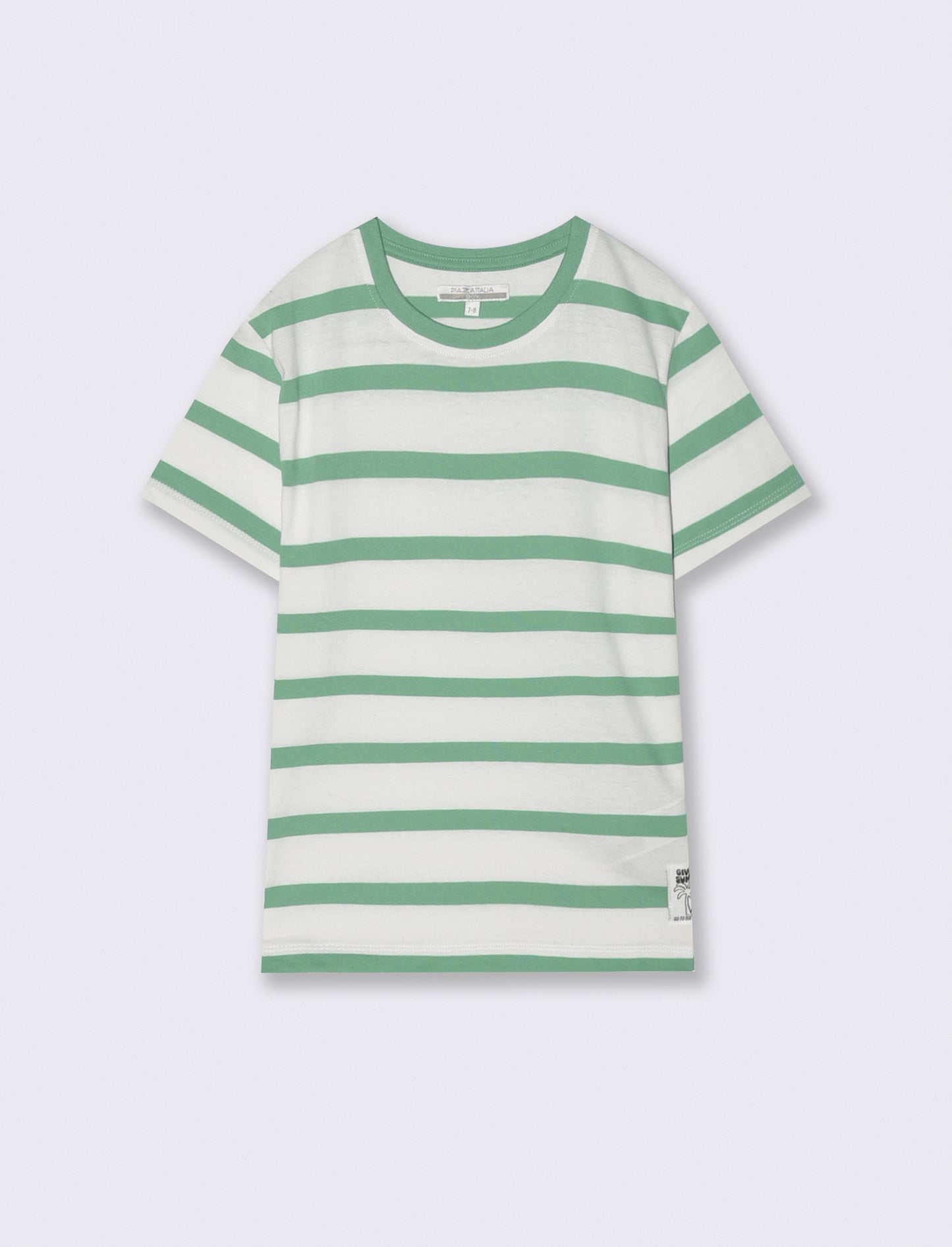 T-shirt estiva in cotone a righe - Verde