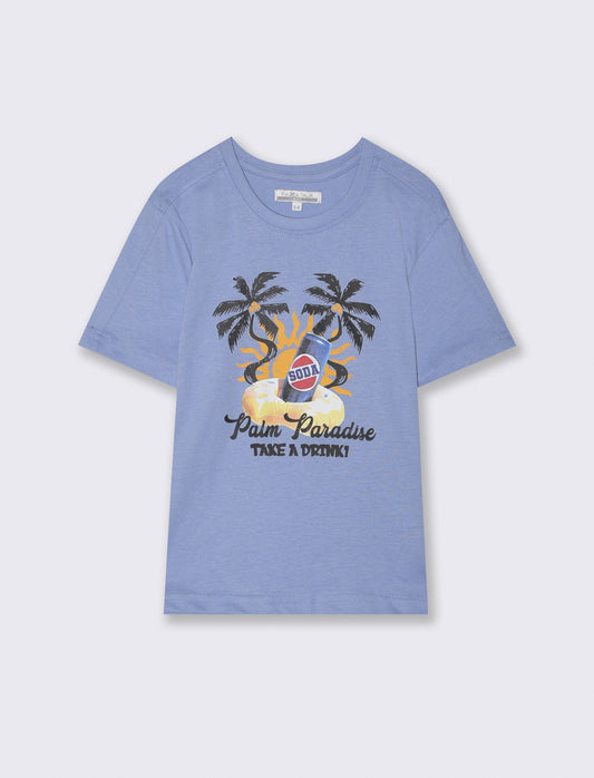 T-shirt fotografica in cotone estivo - Azzurro