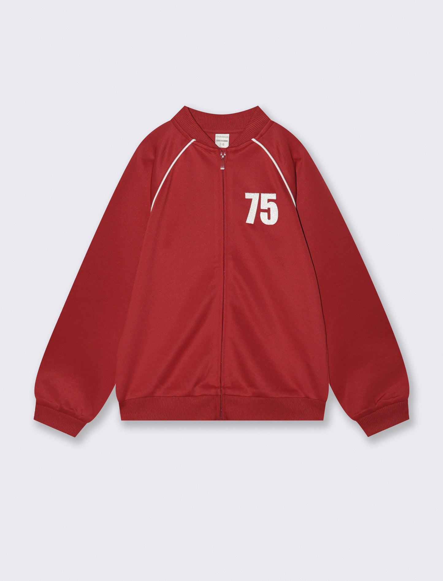 Felpa varsity con ricamo e zip frontale - Rosso india