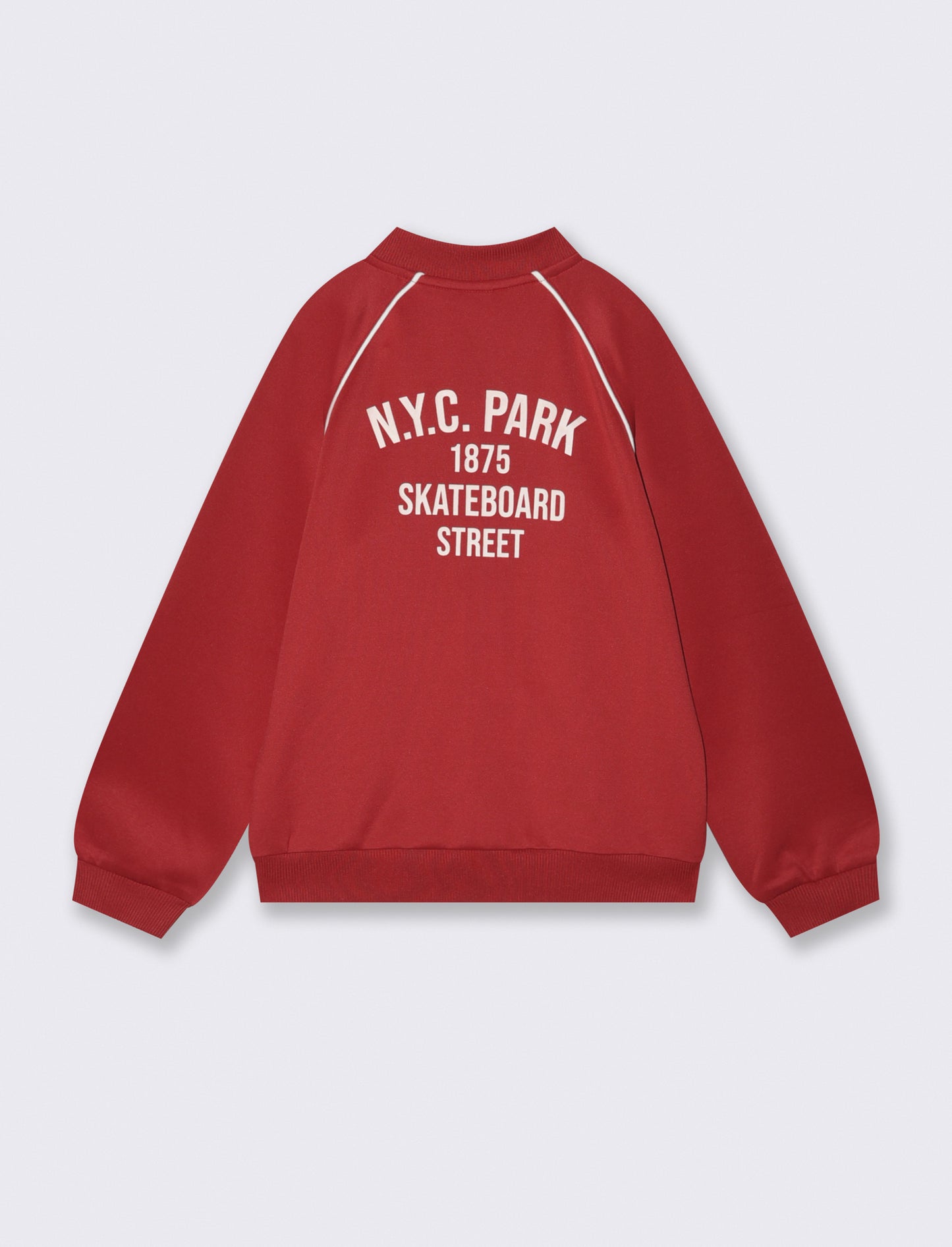 Felpa varsity con ricamo e zip frontale - Rosso india