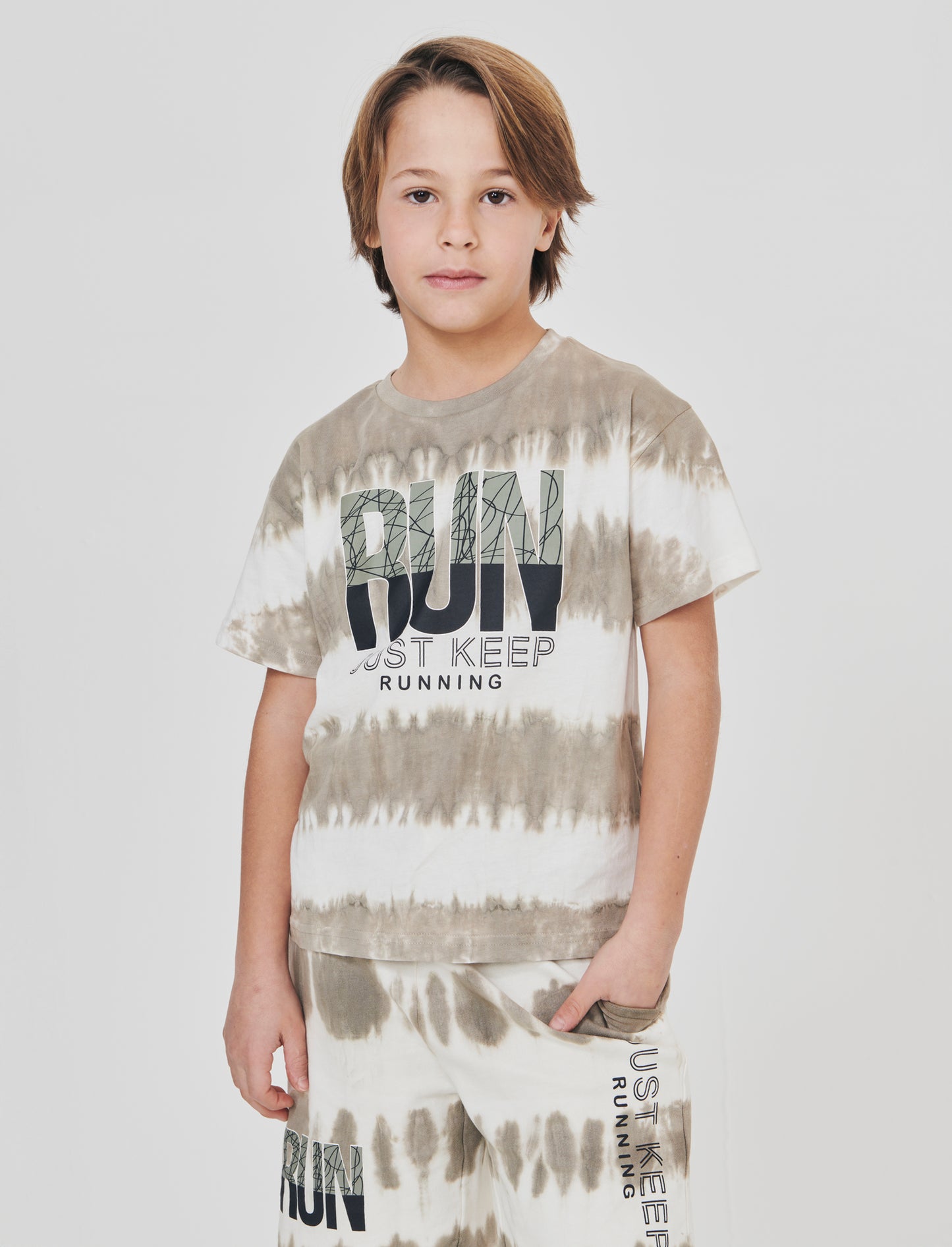 T-shirt girocollo tie-dye per l'estate - Grigio mastice