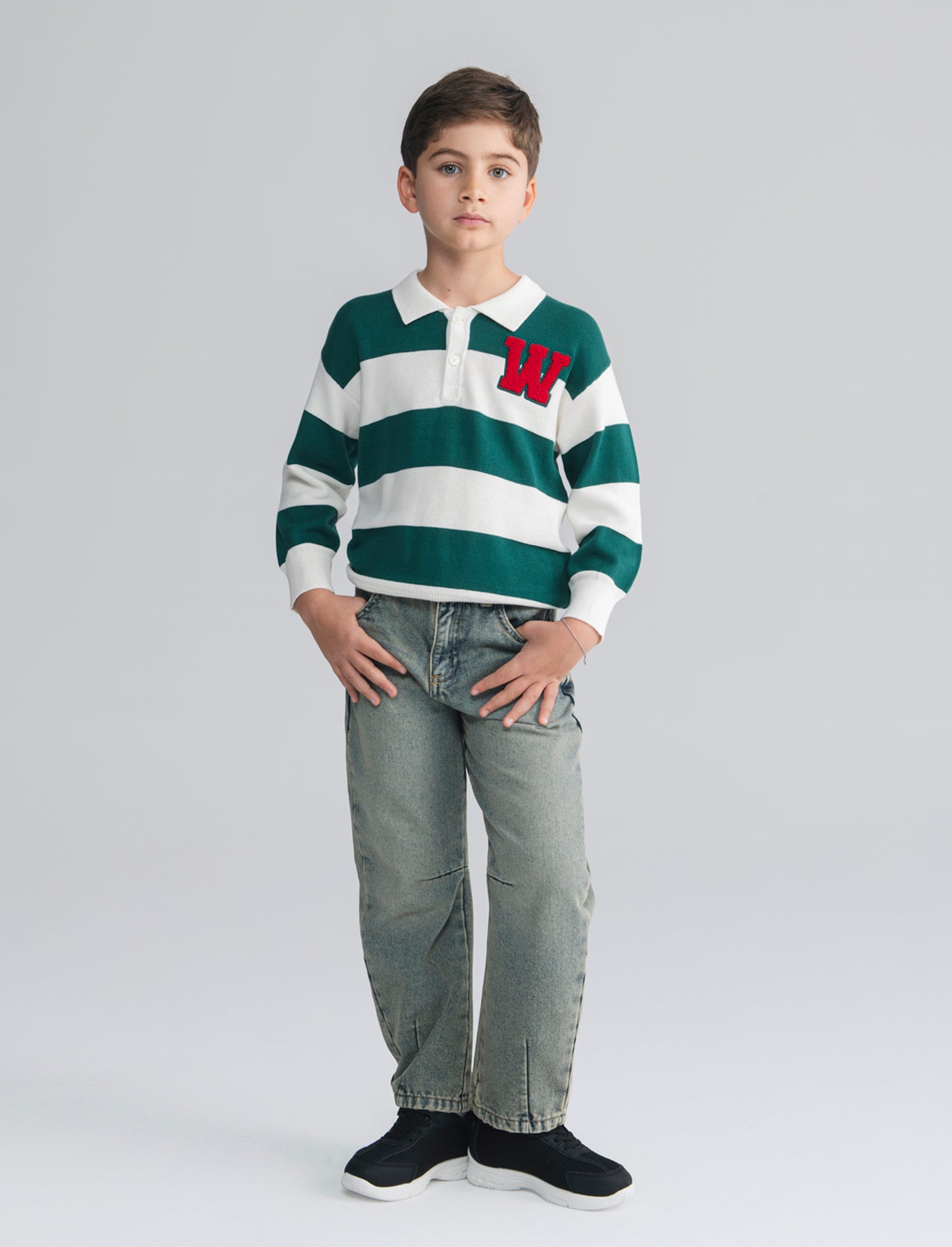 Jeans Over Size con Tache e Vita Regolabile - Denim