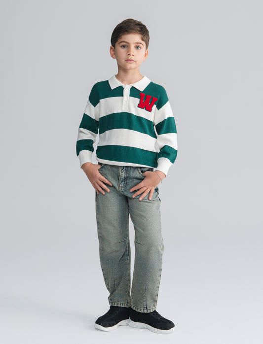 Jeans Over Size con Tache e Vita Regolabile - Denim
