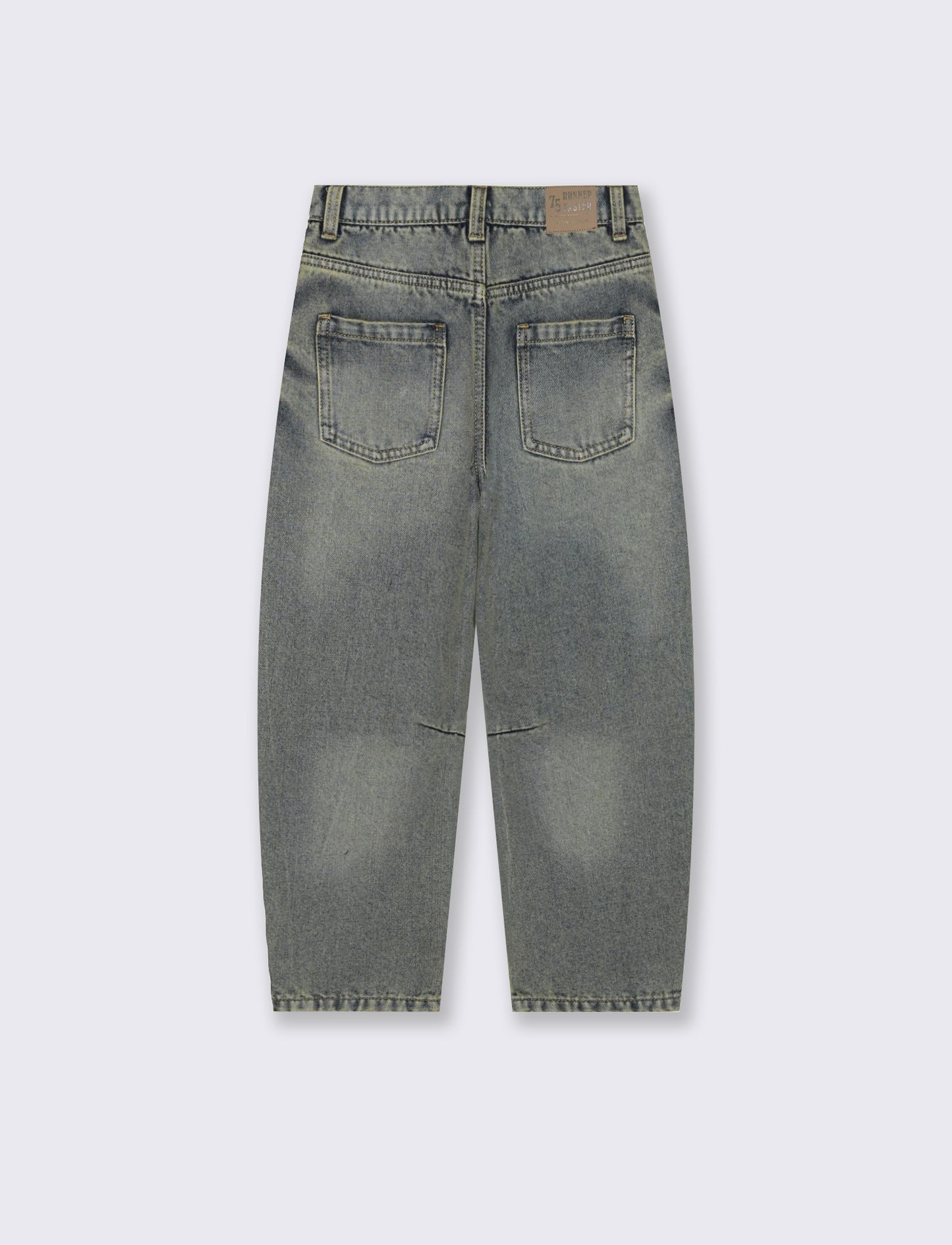 Jeans Over Size con Tache e Vita Regolabile - Denim