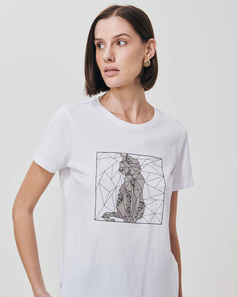 T-Shirt in Cotone con Stampa Frontale - var 3