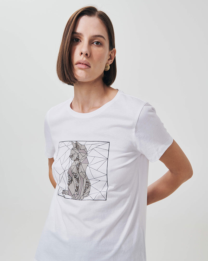 T-Shirt in Cotone con Stampa Frontale - var 3